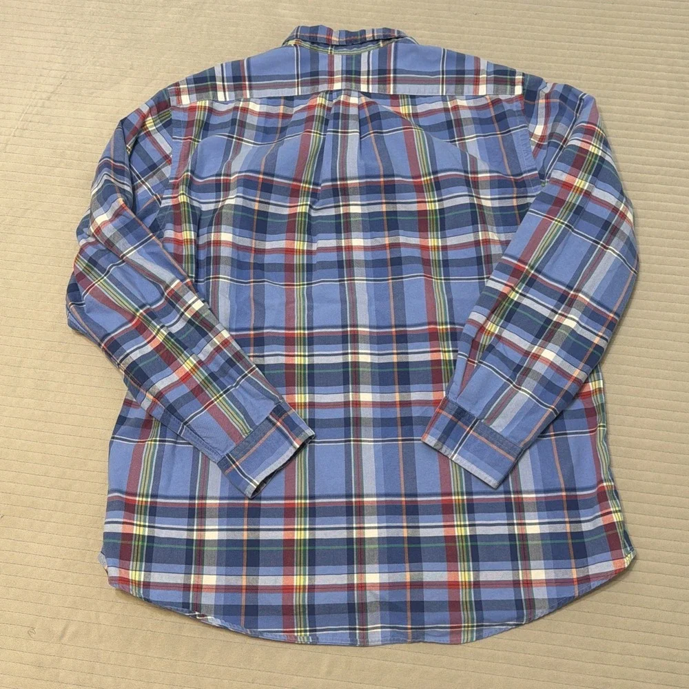 Polo Ralph Lauren Oxford Shirt Mens XL Plaid Long Button Green Blue Colorful